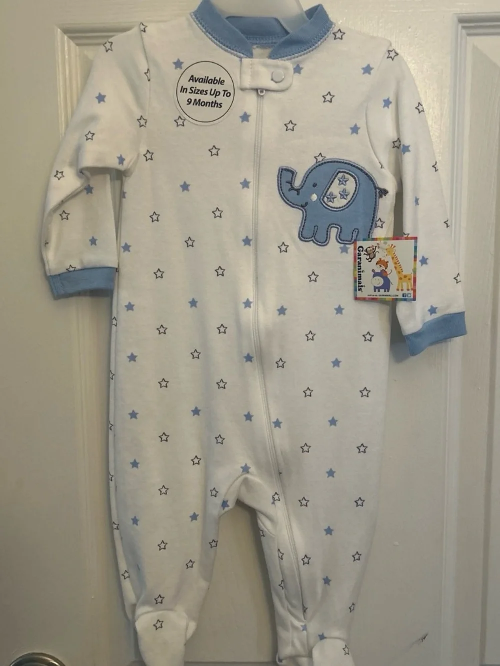 Garanimals  infant boy Blue Star Elephant Zip-Front Baby One-Piece